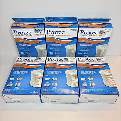 Lot Of 6 Protec Model PWF2 Extended Life Humidifier Replacement Filter White $29.99