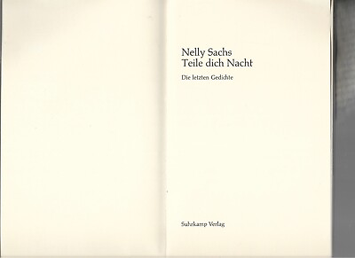 #ad Nelly Sachs Teile dich Nacht Die letzten Gedichte ERSTAUSGABE selten EUR 104.00