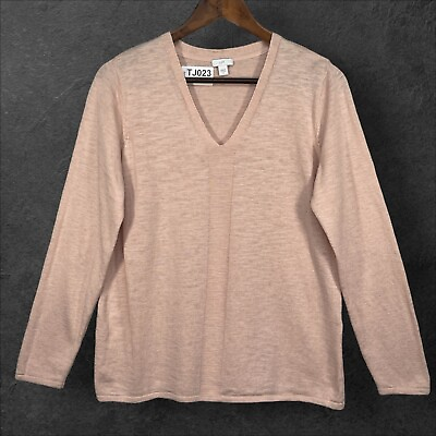 #ad J. Jill Pullover Sweater Women Size M Pink V Neck Linen Long Sleeve Lightweight $17.00