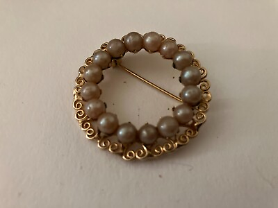 #ad VINTAGE ESTATE FAUX PEARL CIRCLE OF LIFE brooch SCATTER PIN $4.99