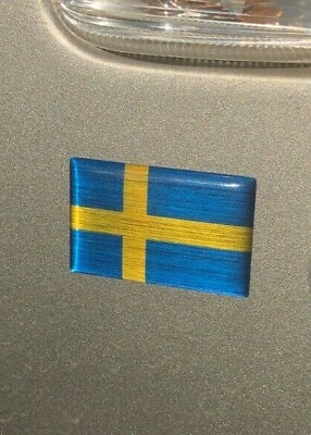 #ad Fits VOLVO SAAB 1.5 X 1quot;” Swedish Flag Soft Chrome Badge Decal Sweden Reflective $5.00