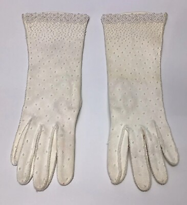 #ad Gloves Vintage White Long Pearl Beaded $24.99