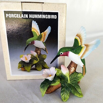 #ad Beautiful Hummingbird in Flight Figurine Hand Painted Porcelain Great Gift NOS $9.94