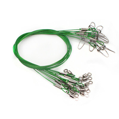 20Pcs Stainless Steel Fishing Wire Leader Line 150LB 19.7 In with Swivels Snaps $11.39