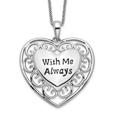 #ad Sterling Silver Antiqued With Me Always 18quot; Heart Necklace $90.06