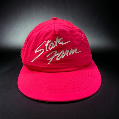 #ad VTG Swingster State Farm Hot Neon Pink Script Spellout Snapback Hat Cap $19.99
