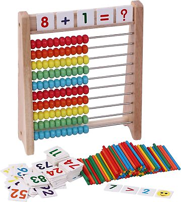 #ad Wooden Abacus for Kids Math with 100 Counting Sticks and Number Toys Cards... $29.23