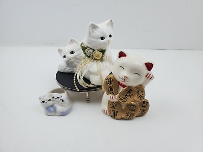 #ad Vintage Various Ceramic Cat Collection 3 Count $17.50