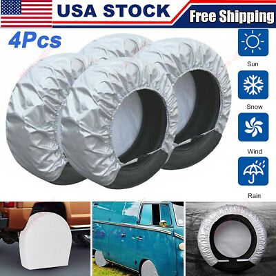 Set of 4 Wheel Tire Covers for 27quot; to 29quot; Diameter RV Trailer Truck Car Camper $15.99