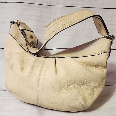 #ad Coach Cream Pebbled Leather Large Hobo Handbag B1077 F13731 $55.00