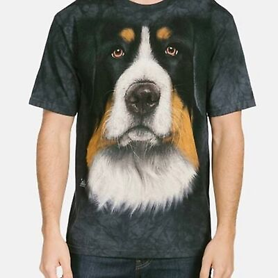 #ad The Mountain T Shirt Big Face Bernese Mountain Dog Shirt Black Tie Dye Medium $14.95
