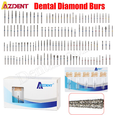 #ad 100Size AZDENT Dental Diamond Burs High Speed Handpiece Friction Grip 5Pc Box $39.31