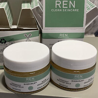 #ad 2 REN Clean Skincare Evercalm Overnight Recovery Balm 1.02 oz 30ml New In Box $26.99