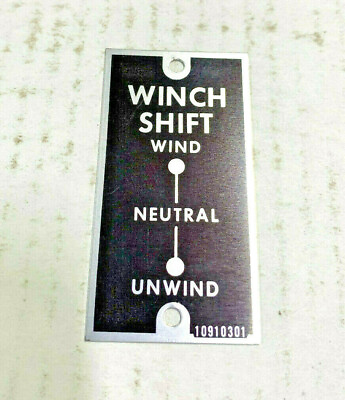 #ad Military Winch Nomenclature Instruction Plate N.O.S. 10910301 $10.00