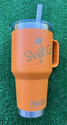 #ad Swag Golf DGAP YETI Rambler w Straw Crab Orange 35oz Peach Skull Masters NEW $149.46