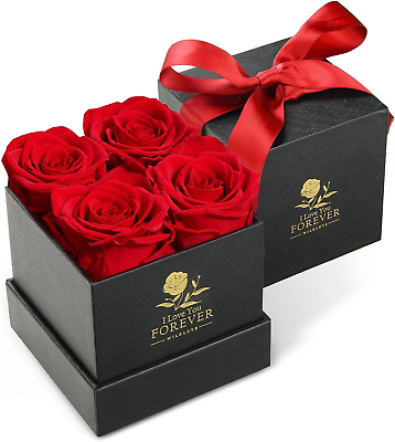 #ad Mothers Day Gifts Forever Flowers Fresh Bouquet 4 Piece Red Roses in a Box Pr $58.99