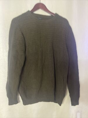 #ad VTG J Crew Cable Knit 100% Cotton Green Pullover Sweater Mens Size Large $20.80