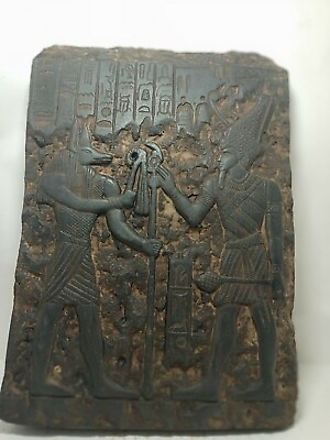 #ad RARE ANTIQUE ANCIENT EGYPTIAN Stela God Osiris Lord God Anubis Protect 1530 Bc $135.00