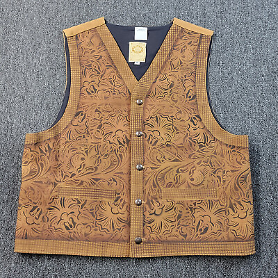 Wah Maker Frontier Vest Mens M Beige Floral Western True West Outfitters USA $39.99