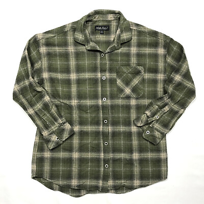 North River Outfitters Green Plaid Flannel Button Shirt Womens Medium $7.99