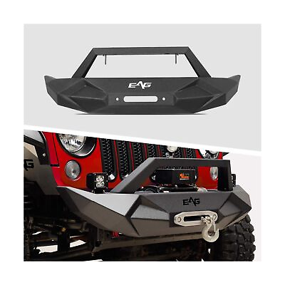 EAG Steel Front Bumper with Winch Plate Fit for 18 22 JL Wrangler $292.02