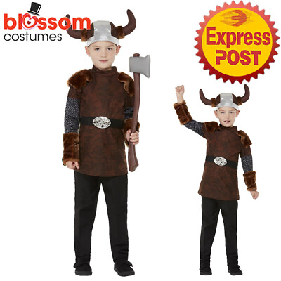 #ad CK1892 Viking Boys Warrior Historical Fancy Dress Up Medieval Book Week Costume AU $46.08