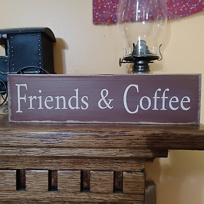 #ad Friends amp; Coffee Bar Rustic Farmhouse Kitchen Primitive Shabby Country Sign $5.99
