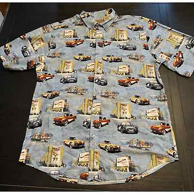 #ad Clearwater Outfitters Drive In Movie Mens Shirt XXL Blue Hawaiian Button Up $29.99