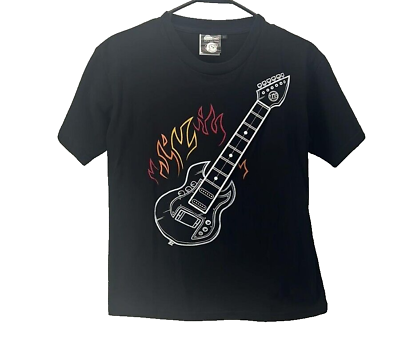 #ad ThinkGeek Shirt Boy’s Size Medium Black Playable Electronic Guitar Rock NO AMP $14.99