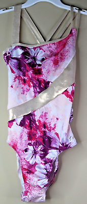 #ad Justice Girls Floral Dance and Gymnastics Leotard amp; Scrunchie Size XL 16 18 $16.99