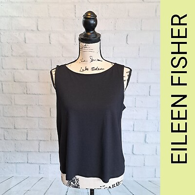 #ad Size PL Eileen Fisher black knit top $32.00