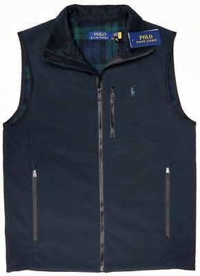 #ad Polo Ralph Lauren Black Vest Full Zip Sleeveless Stretch Water Repellent $148 $89.99