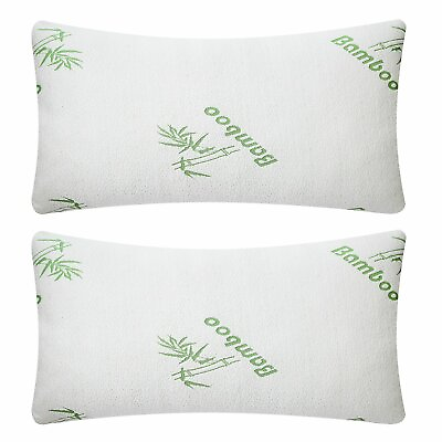 #ad 2Pcs Bamboo Memory Foam Pillow King Size Bed Cool Hypoallergenic Luxury Pillow $49.83
