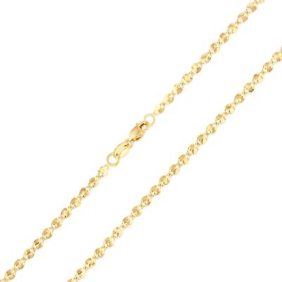 #ad 14K Yellow White OR Rose Gold 2.2mm Hollow Curve Mirror Chain Necklace $220.00