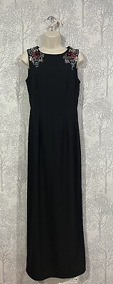 #ad LITTLE MISTRESS Black Beaded Sleeveless Maxi Dress Size: UK 12 Long GBP 12.99