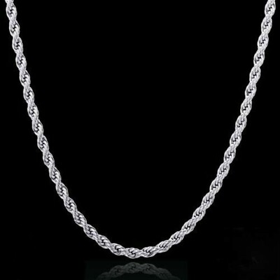 #ad REAL Classic 925 Sterling Silver Rope Chain Necklace Solid Silver Chain Italy $8.99