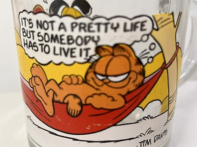#ad Vintage 1978 McDonald#x27;s Garfield Glass Coffee Cup Mug “It#x27;s Not a Pretty Life..” $8.99