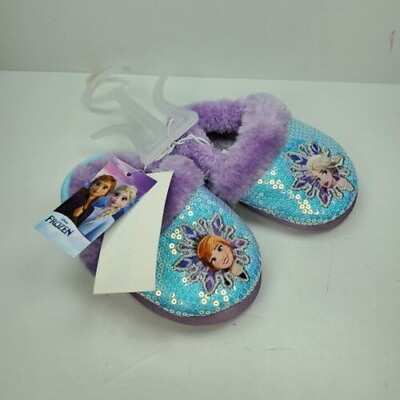 Disney Frozen Toddler Girls Elsa amp; Anna Sequin Slippers Size Medium 7 8 NEW #ad $9.99