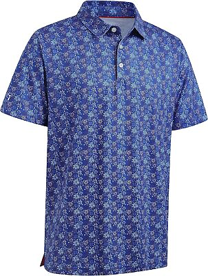 #ad Mens Golf Shirt Moisture Wicking Dry Fit Print Performance Short Sleeve Polo Shi $57.98