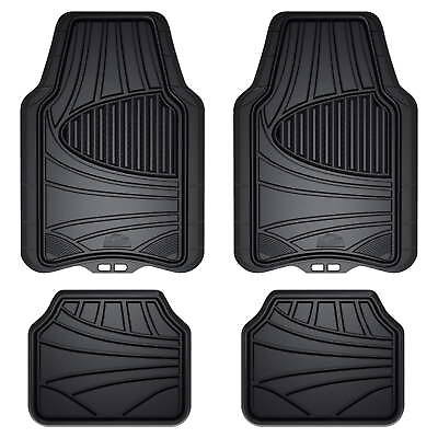 #ad 4 Piece Black Rubber Car Truck SUV Floor Mats All Weather Protection $28.50