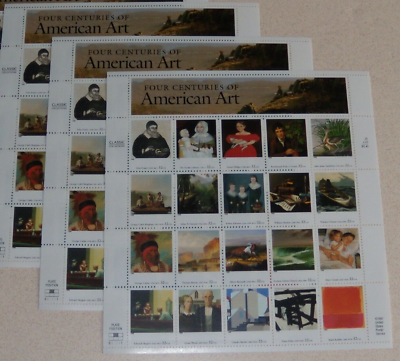 Three x 20 of FOUR CENTURIES OF AMERICAN ART 32¢ US Postage Stamps USA #3236 a t #ad $26.00