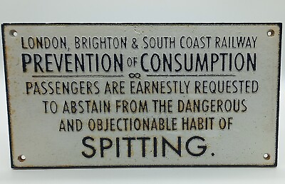 #ad Vintage Original Antique Heavy Cast Iron Railway Sign Steam Train Railwayana GBP 69.99