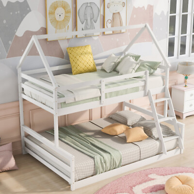 #ad House Bunk Bed Twin Over Full Bunk Bed Loft Bed Wooden Bed Frames Bedroom Sets $494.99
