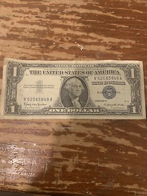 Very Rare Very Old $1 Silver Certificate Usa Bank Note 1957 Blue Seal Series B $1100.00