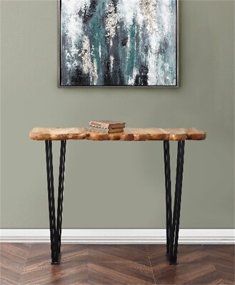 #ad GREENAGE Rustic Cedar Wood Live Edge Console Table with Iron Legs 14 x 43 x31quot; H $127.49