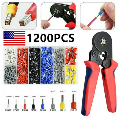 #ad Ferrule Crimping Tool Self adjustable Ratchet Pliers Wire Connectors 1200Pcs $34.95
