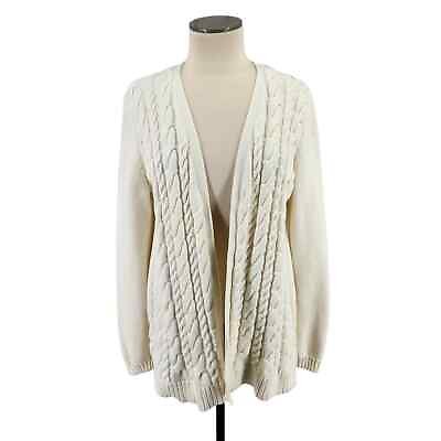 Lands End Drifter Cardigan Women XL Cable Knit Academia Cozy Chunky Grandpa $19.88