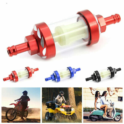 #ad Universal Petrol Inline Fuel Filter Dirt Motorcycle Part Fit 8mm Pipes Red GBP 4.49