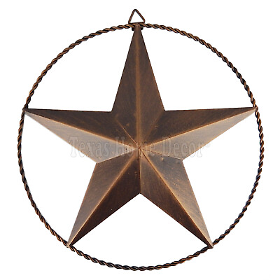 #ad Metal Barn Star Wire Ring Anti Rust Brushed Copper Rustic Western Texas 12 inch $19.95