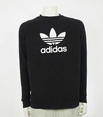 Adidas Originals Trefoil Black Knit Warm Up Sweatshirt Mens Large $19.99